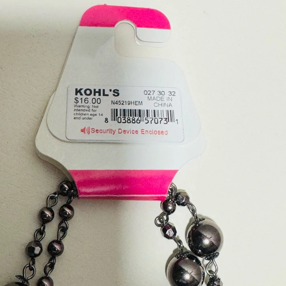 Candie’s Gunmetal Beaded Necklace NWT